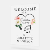 ナースフローラ聴診器卒業パーティーへようこそ アクリルサイン (傾斜)