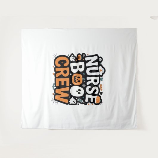 ナースブクルーハロウィンヘルスケアヒーロー不気味 タペストリー (正面(横))