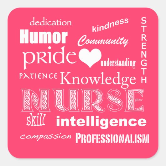 ナースプライド属性 – ホットピンク スクエアシール (正面)