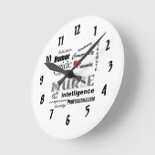 ナースプライド属性/赤いハート ラウンド壁時計 (傾斜)