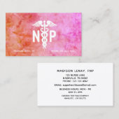 ナースプラクティショナピンクオレンジ色の水色 名刺 (正面/裏面)