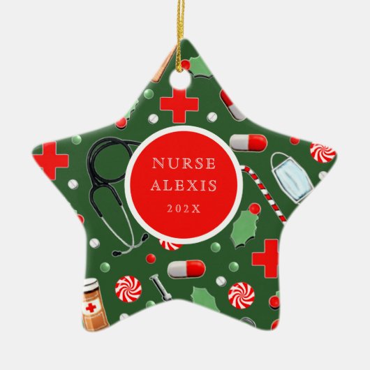 ナースホリデーギフトセラミックオーナメント セラミックオーナメント (正面)