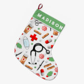 ナースホリデーギフト ラージクリスマスストッキング (正面 (吊り時))