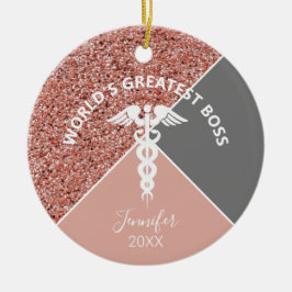 ナースボス医療バラパーソナライズされた金ゴールド年 セラミックオーナメント