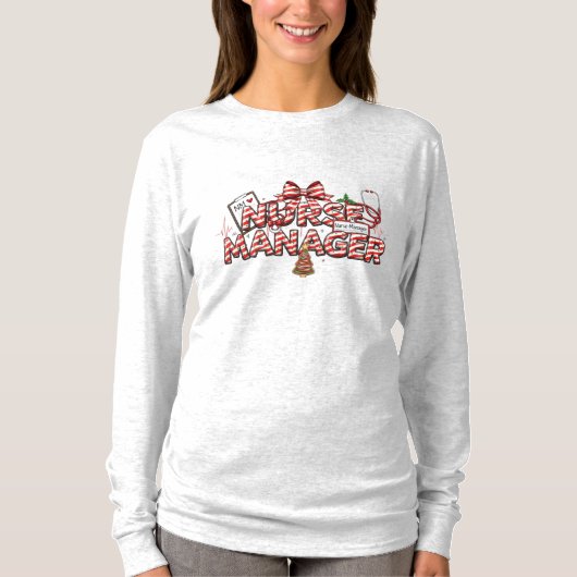 ナースマネージャークリスマスロングスリーブ Tシャツ (正面)