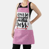 ナースマムボスタイポグラフィピンクの花柄  エプロン (インサイチュ)
