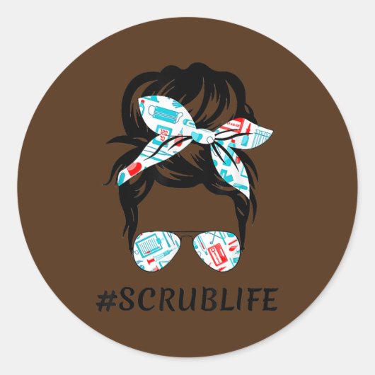 ナースメッシーバンヘアハッシュタグスクラブ女性ライフ ラウンドシール (正面)