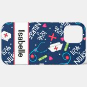 ナースメディカルアートネイビーブルーパーソナライズされた名 Case-Mate iPhoneケース (裏面 (横))