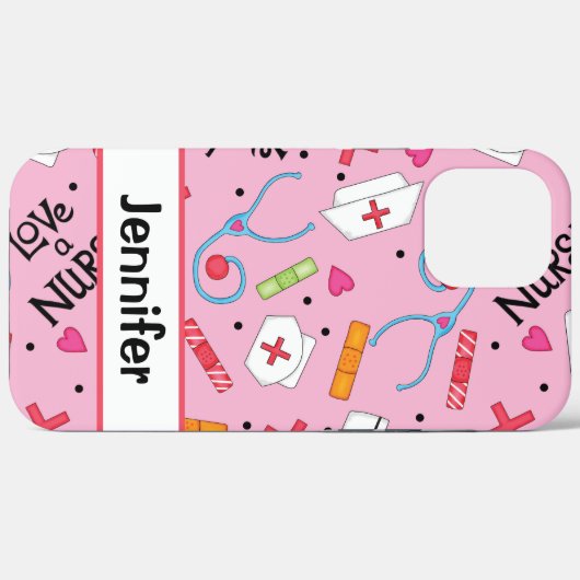 ナースメディカルアートピンクパーソナライズされた名 Case-Mate iPhoneケース (裏面 (横))