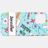 ナースメディカルアートライトブルーパーソナライズされた名 Case-Mate iPhoneケース (裏面 (横))