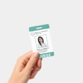 ナースメディカルグリーンティール（緑がかった色）病院のロゴ写真ID バッジ (Handheld)