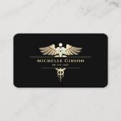 ナースメディカルドクターカドゥセエレガントスブラック金ゴールド 名刺 (正面)