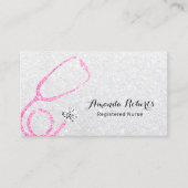 ナースモダンシルバーピンクグリッター介護者 名刺 (正面)