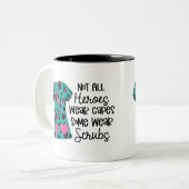 ナースモダンタイポグラフィスーパーヒーロースクラブことわざ ツートーンマグカップ (正面左)