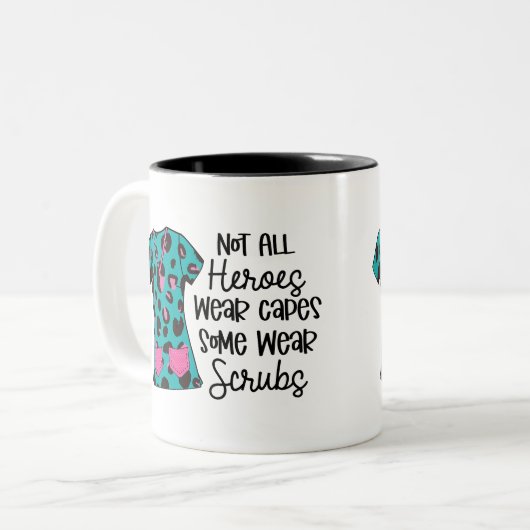 ナースモダンタイポグラフィスーパーヒーロースクラブことわざ ツートーンマグカップ (正面左)