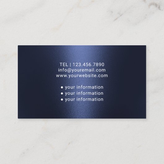 ナースモダン介護者ネイビーブルー金属医療 名刺 (裏面)