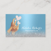 ナースモダン介護者ブルー気に医療 名刺 (正面)