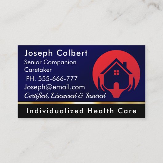 ナースモダン介護者ブルー気に医療 名刺 (正面)