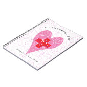 ナースモノグラムピンクハートモノグラム名 ノートブック (左側)