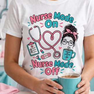 ナースモード オン オフ 面白い 看護師の生活 デザイン トライブレンドTシャツ