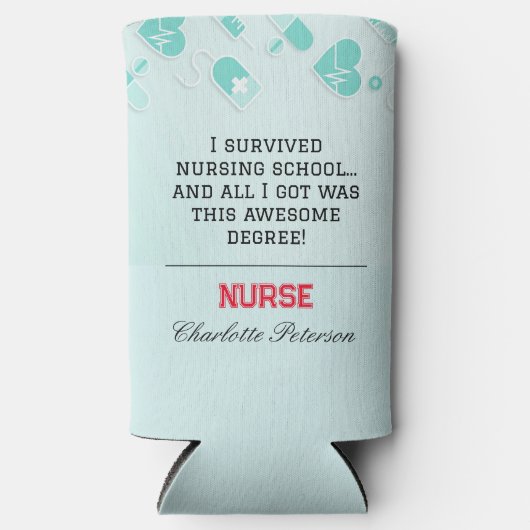 ナースユニーク卒業セルツァークーラーボックス スリム缶クーラー (正面)