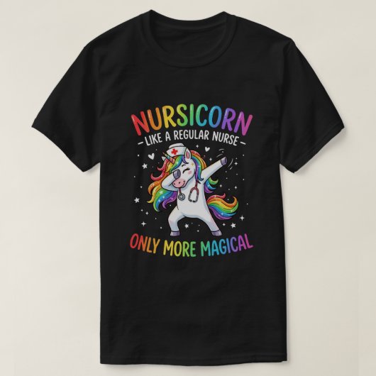 ナースライフの魔法の瞬間 ユニコーンエディション Tシャツ (デザイン正面)