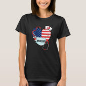ナースライフアメリカハート国旗顔マスクステソスコ Tシャツ (正面)