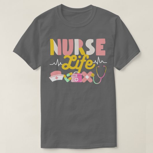 ナースライフハート形状看護ウィークRN LPN CNA Hea Tシャツ (デザイン正面)