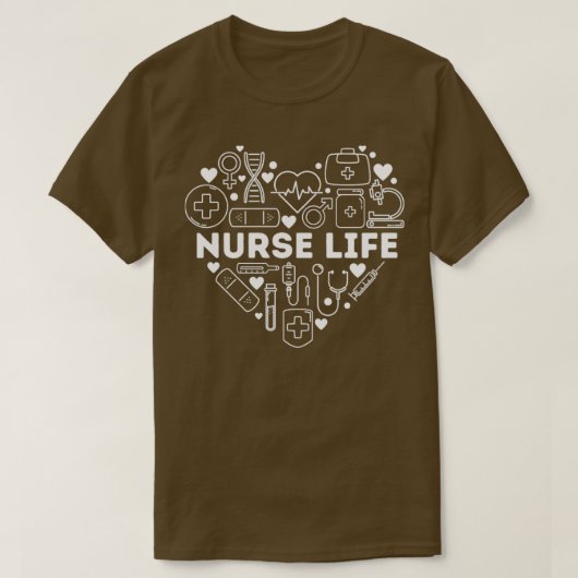 ナースライフハート形状看護ウィークRN LPN CNA Hea Tシャツ (デザイン正面)