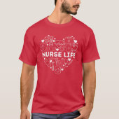 ナースライフハート形状看護ウィークRN LPN CNA Tシャツ (正面)