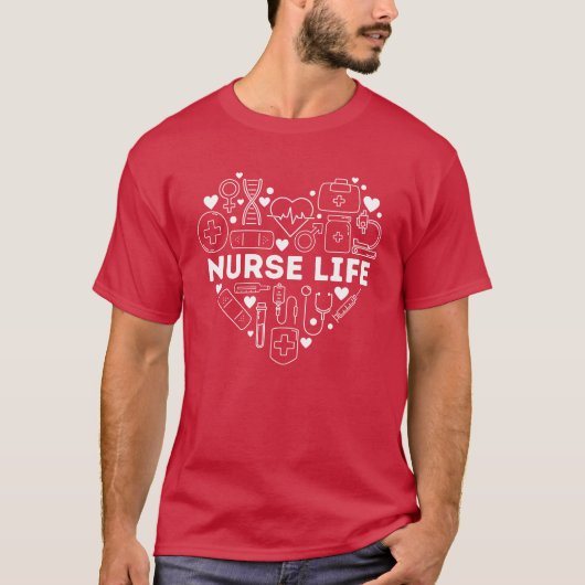 ナースライフハート形状看護ウィークRN LPN CNA Tシャツ (正面)