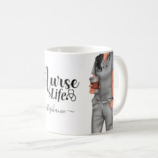 ナースライフパーソナライズされたコーヒーマグ コーヒーマグカップ (正面右)