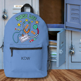 ナースライフモノグラム プリントバックパック