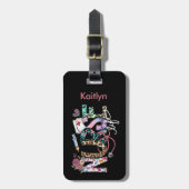 ナースライフレトロタイポグラフィかわいい ラゲッジタグ (正面縦)