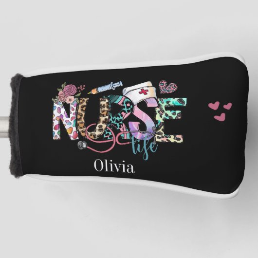 ナースライフレトロタイポグラフィ ゴルフヘッドカバー (正面)