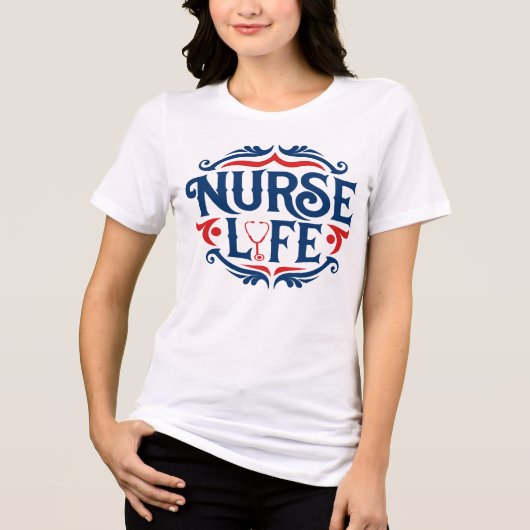 ナースライフ レトロ バッジ 看護師の日 Tシャツ (正面)