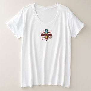 ナースライフ:毎日気に注入 プラスサイズTシャツ