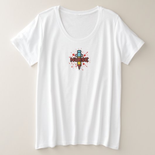 ナースライフ：毎日気に注入 プラスサイズTシャツ (デザイン正面)