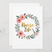 ナースライフ – 水彩フローラ医療テーマ シーズンカード (正面/裏面)