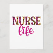 ナースライフ – Pink and Leopard Print ポストカード (正面)