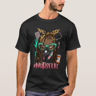 ナースライフMessy Bun Afro Medical Assistant Africa Tシャツ