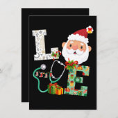 ナースラブクリスマスサンタ祝クリスマス 招待状 (正面/裏面)