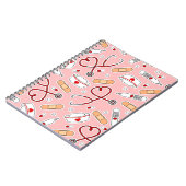 ナースラブプリントピンク背景 ノートブック (左側)