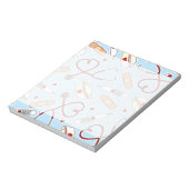 ナースラブプリントブルーバックグラウンド ノートパッド (回転)