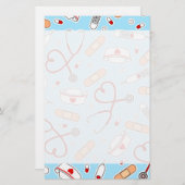 ナースラブプリントブルーバックグラウンド 便箋 (正面/裏面)