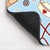 ナースラブプリントブルー マウスパッド (コーナー)