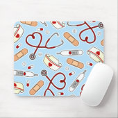 ナースラブプリントブルー マウスパッド (マウス)