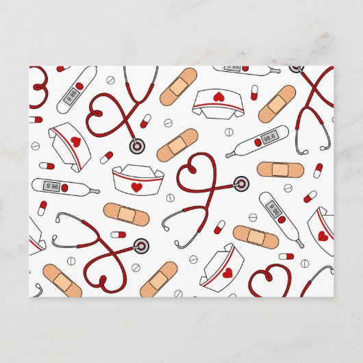 ナースラブプリント白地 ポストカード (正面)