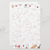 ナースラブプリント白地 便箋 (正面/裏面)