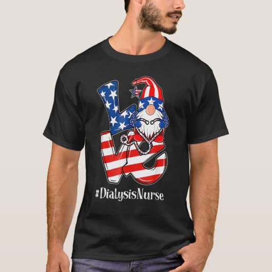 ナースラブ格言透析アメリカ国旗パトリオティシズム4O Tシャツ (正面)